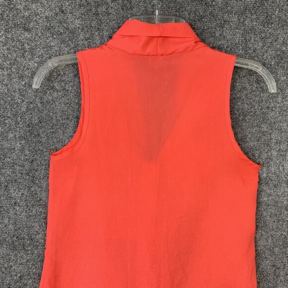 Charlotte Russe Sleeveless Blouse Women XS Button Front Tie Coral - Picture 7 of 7